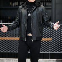 Leather Waterproofing Fashion Color Casual Sports Windproof Men's Long Sleeves Loose Jacket thumbnail-2