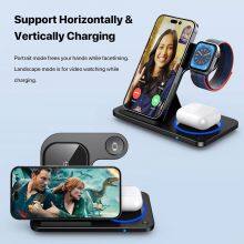 Hot Selling Portable Foldable 3 In 1 Wireless Charger Fast Charging Station Stand Dock thumbnail-5