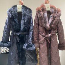 Haining Fur Coat for Women Fox Fur Goose Down Jacket for Young New Winter Fashion Slim Warm Mid-length Style thumbnail-2