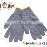 FTSAFETY 7G Poly-cotton grey String Knit Gloves With PVC Dots for Safety