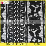 2016 High Quality Nylon Cotton Black Rhinestones Cord Lace Fabric for dress making