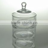 Wholesale Handmade round glass candy jar for food with glass lid