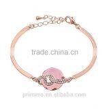 Vintage Rhinestone Cuff Crystal Bracelets 18K Rose Gold Plated Natural Crystal Bangle thumbnail-2