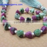 Ruby Zoisite Faceted Trillion Shape Briolette Beads Straight Drilled AAA Grade Quality Natural Ruby Zoisite Gemstone thumbnail-5
