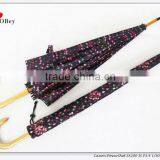 Flower Print Wooden Straight Umbrella thumbnail-1