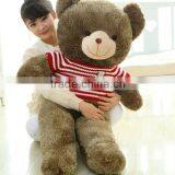 Birthday Valentine Festival Gift Grey and Brown Big Size Plush Teddy Bear Toy Doll With Red Love Stripe Cloth thumbnail-2