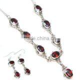 Garnet Jewelry 925 Sterling Silver Jewelry Wholesale Indian Gemstone Jewelry Silver Necklace Silver Earrings thumbnail-1