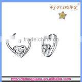 FS FLOWER - Heart With Heart Silver Diamond Inlay Earrings thumbnail-2