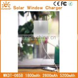 Creative window stick waterproof solar charger, 1800Mah-5200Mah solar power bank