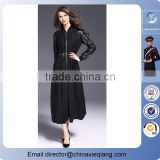 2016 fashion ladies designer leather spliced dress maxi winter dress for women