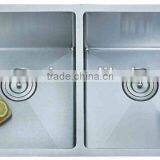 304 Square Stainless Steel Handmade Double Bowl Undermount Kitchen Sink thumbnail-1
