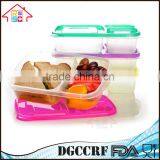 3 Compartment Containers Reusable Bento Lunch Box & Divided Food Storage With Multi Colored Lids thumbnail-2