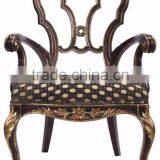 Classic Elegant Chinoiseries Painted English Style Solid Wood Dining Armchair With Beautiful Floral Fabric BF12-05274d thumbnail-4