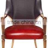 Retro Vintage French Louis Style Golden Framed Solid Wood Armchair With Leather Upholstery BF12-05274b thumbnail-5