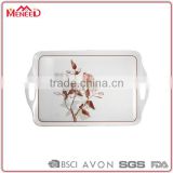 Meal Lunch food service tree design white melamine handle tray