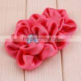 Handmade Satin Fabric Flower With Rhinestone Center for Kids Hair Accessories thumbnail-5
