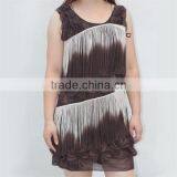 Porpular Elegant Ladies' Sleeveless Floral Trimming Tie Dye Tassel Dress thumbnail-1