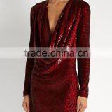 Color Changing Sequins-embellished Fabric Cowl-neck Silk Mini Dress Latest Dress Designs Photos HSD5616 thumbnail-2