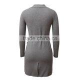 Lapel Collar Belted Long Cardigan Women With Side Pockets, Self-tie Belt, Full Button Closure thumbnail-2