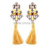 Bohemian Jewelry Rhinestone Gems With Alloy Plated Tassel Dangle Earrings thumbnail-6