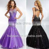 Mermaid Lace Illusion Neckline Cap Sleeves Beaded Clearance Prom Dresses thumbnail-1