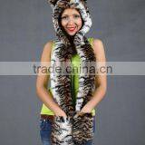 Tiger Printed Scarf With Zipper Pocket Gloves thumbnail-1