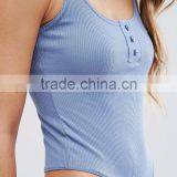 MGOO Women Rib Bodysuit With Button Detail Knitted Bodysuit With Thong Bottom Comfortable Fitness Jumpsuit thumbnail-4