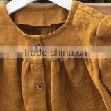 New Design Summer Kids Soft Clothes Baby Girl Soild Color Dresses Girls Linen Birthday Dresses thumbnail-2