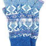 Fancy Kintted Jacquard Cashmere Mitten Gloves Half Finger Gloves thumbnail-3