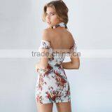 New Sexy Off Shoulder Dresses Women Summer Flowers Bodycon Party Dresses With Choker thumbnail-5