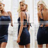 Backless Velvet Fabric Sexy Honeymoon Dresses Bow Bodycon 2017 Dresses Women Lady thumbnail-1