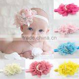 Newest 2014 Roses Pearl Headbands Baby Children Flowers Hair Accessories Girls Tire 13 Color Hair Band Headwrap Hair Ribbon thumbnail-2
