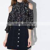 Wholesale Harajuku Girls Chiffon Strapless Ruffle Sleeves Blouse in China thumbnail-1