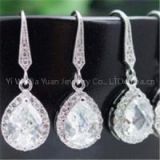 Silver Clear Cubic Zirconia Pear Drop Earrings
