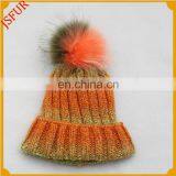 Superior Quality Ladies Cream Knit With Hat Faux Fur Bobble Pom Ski Winter Hats thumbnail-1