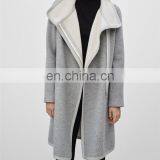 China Custom Womens Apparel Supreme Soft Wool Blench Thick Long Woman Jacket Winter Gray NT6699 thumbnail-2
