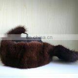 Musquash LEIFENG Round Fur Hat With Cloth or Leather Top for Russian Style thumbnail-4