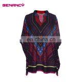 Fashion Women African Styles Ethnic Print Batwing Sleeves Poncho