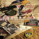 custom garment woven printed leather patch label hang tag
