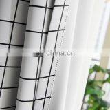 Wholesale Cheap Black White Checked Printing Polyester Sound Proof Shading Blackout Blind Readymade Window Curtain thumbnail-5