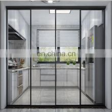 Narrow side glass indoor partition black frame sliding door