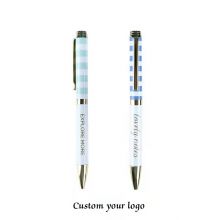 New style high-end metal ballpoint pen with full design thermal transfer custom logo yiwu pen