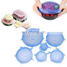 Wholesale Home and Kitchen 6 Pack Reusable Flexible Silicone Stretch Lids