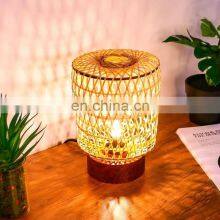 New Design Small Bamboo Table Lamp, Handmade Boho Style Night Light, Natural Bedroom Decorative Room Vietnam Manufacturer thumbnail-3
