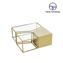 Tiptop opular clear tempered glass top coffee table end table with chromed stainless steel frame