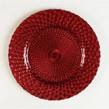 13 Inch Wholesale Tableware Black Colored Peacock Glass Charger Plate For Restaurant Dinner Tray Dish Wedding Sets thumbnail-4