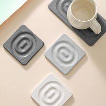 Wholesale Wave Engraving Absorbent Diatomite Stone Coasters Set thumbnail-3