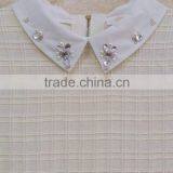 Girl Plaid Knitting Wear Shirt-collar Short Sleeve Sweater Pullover thumbnail-2