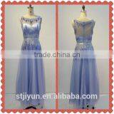 China Factory Sleeveless Long Formal Blue Prom Evening Dress Wholesale