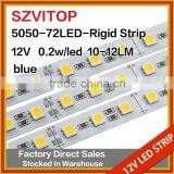 SV Dc 12V LED STRIP Super Bright 5050 72LEDs Rigid Strip BLUE Imported Chip Light Non-waterproof 12mm Width PCB 36W thumbnail-1